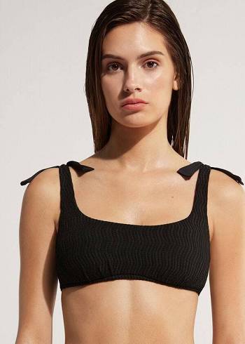 Women's Calzedonia Tank Mykonos Bikini Tops Black | IE1983PQ