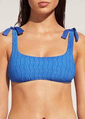 Women's Calzedonia Tank Mykonos Bikini Tops Blue | IE1985SO