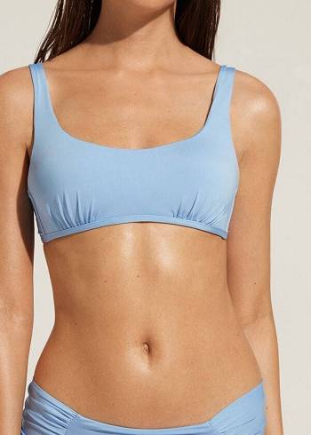 Women's Calzedonia Tank Style Indonesia Eco Bikini Tops Blue | IE1992LH