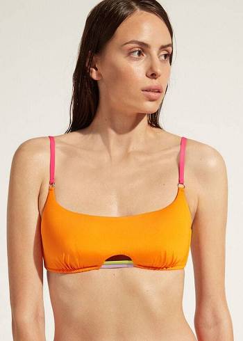 Women's Calzedonia Tank Tokyo Eco Bikini Tops Orange | IE2002EX