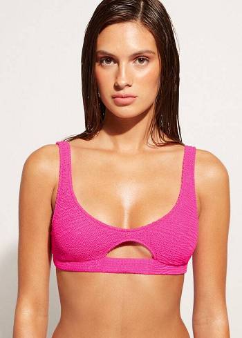 Women's Calzedonia Tank-style Cut Out Miami Bikini Tops Pink | IE2006UT