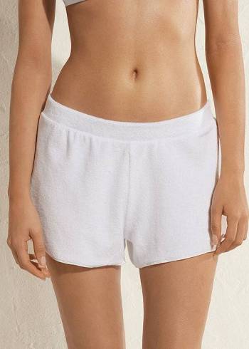 Women's Calzedonia Terrycloth Shorts Cover Ups White | IE2150XF