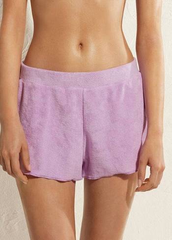 Women's Calzedonia Terrycloth Shorts Cover Ups Purple | IE2152VD