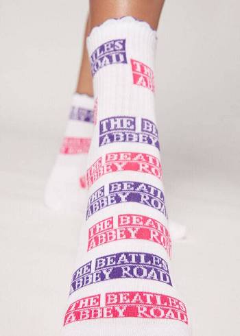 Women's Calzedonia The Beatles Abbey Road Short Socks White | IE2548SO