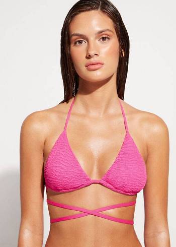 Women's Calzedonia Triangle Slide String Miami Bikini Tops Pink | IE2020XF