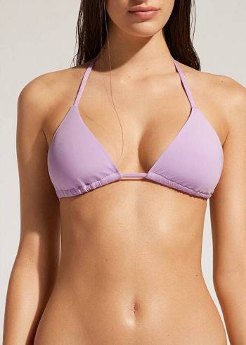 Women's Calzedonia Triangle String Indonesia Eco Bikini Tops Purple | IE2036AP