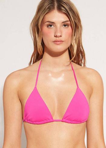 Women's Calzedonia Triangle String Indonesia Eco rosa Bikini Tops Pink | IE2044LH