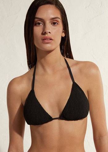 Women's Calzedonia Triangle String Mykonos Bikini Tops Black | IE2055RW