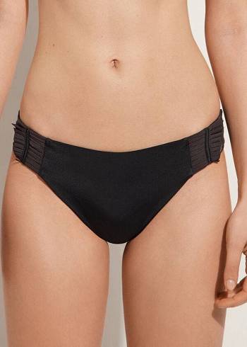 Women's Calzedonia Tulle Insert Tokyo Bikini Bottoms Black | IE1658VD