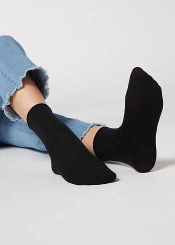 Women's Calzedonia Wool and Cotton Short Socks Black | IE2559QZ