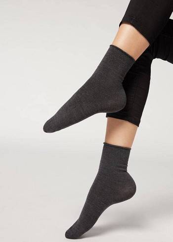 Women's Calzedonia Wool and Cotton Short Socks Grey | IE2560MA