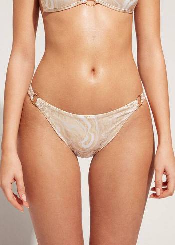 Women's Calzedonia with Rings Melbourne Bikini Bottoms Gold | IE1660NB