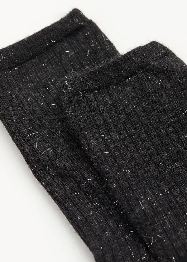 Kids' Calzedonia Cashmere and Glitter Short Socks Black | IE3161LH