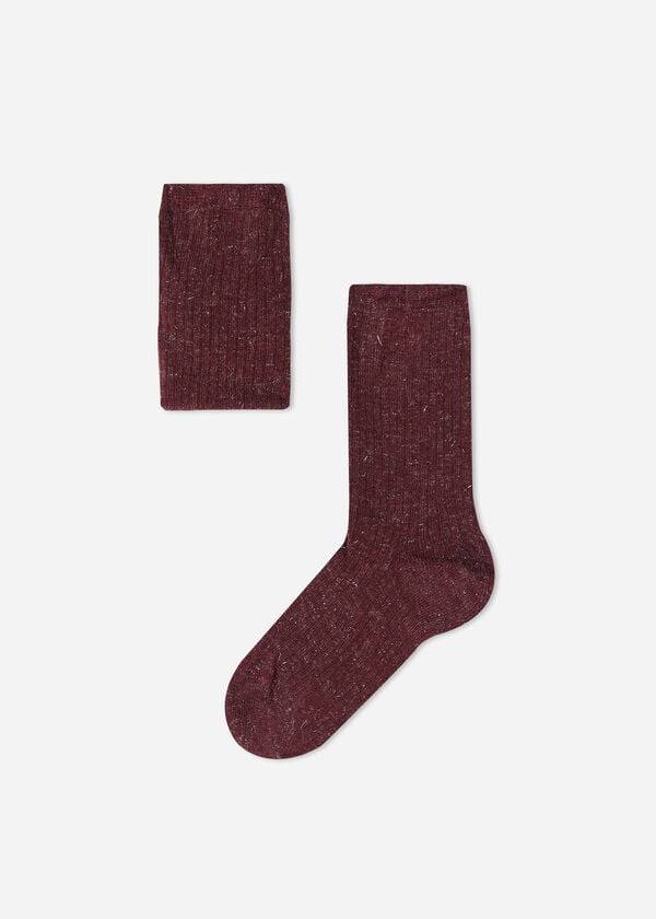 Kids\' Calzedonia Cashmere and Glitter Short Socks Burgundy | IE3163JJ