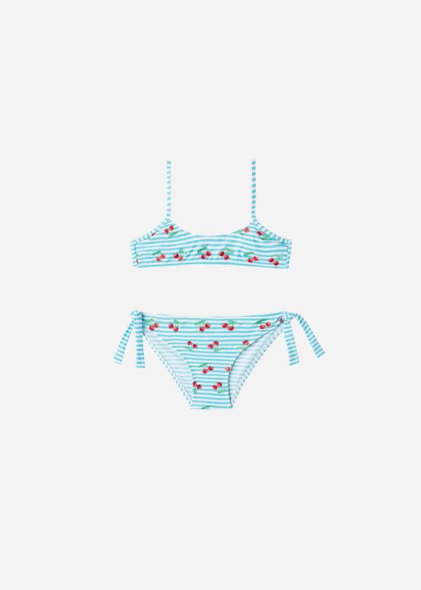 Kids\' Calzedonia Cherry Two-Piece Ariel Swimsuits Blue | IE3037QZ