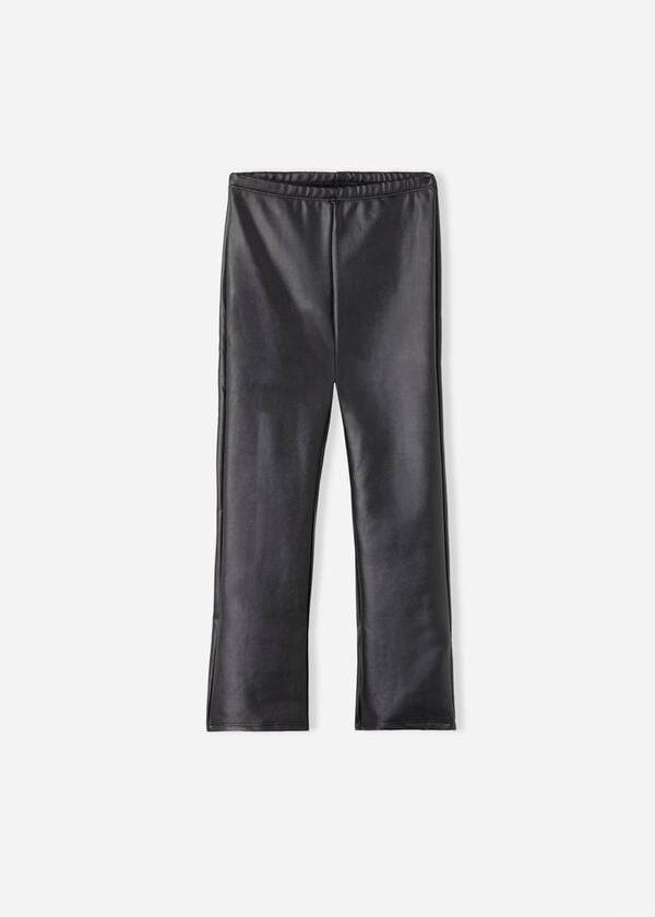 Kids' Calzedonia Coated Thermal Mini-flare Leggings Black | IE3123DN