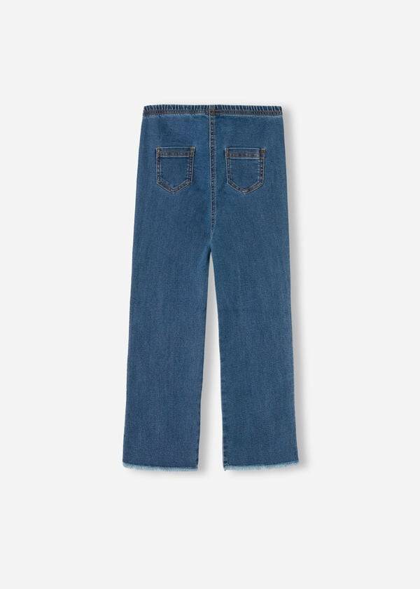 Kids' Calzedonia Cropped Flared Denim Leggings Blue | IE3124SO