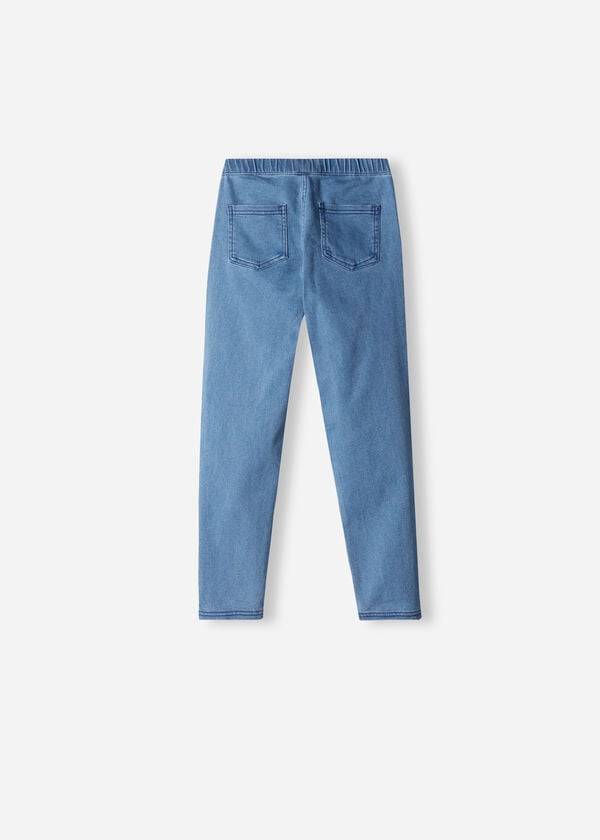 Kids' Calzedonia Denim jeggings Leggings Blue | IE3129UT