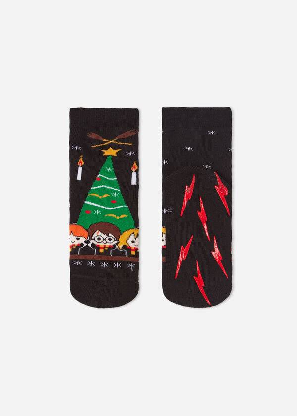 Kids' Calzedonia Harry Potter Christmas Non-Slip Short Socks Black | IE3182BC