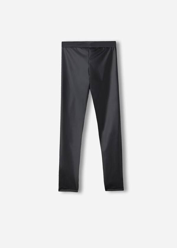 Kids' Calzedonia Leather Effect Leggings Black | IE3133EX