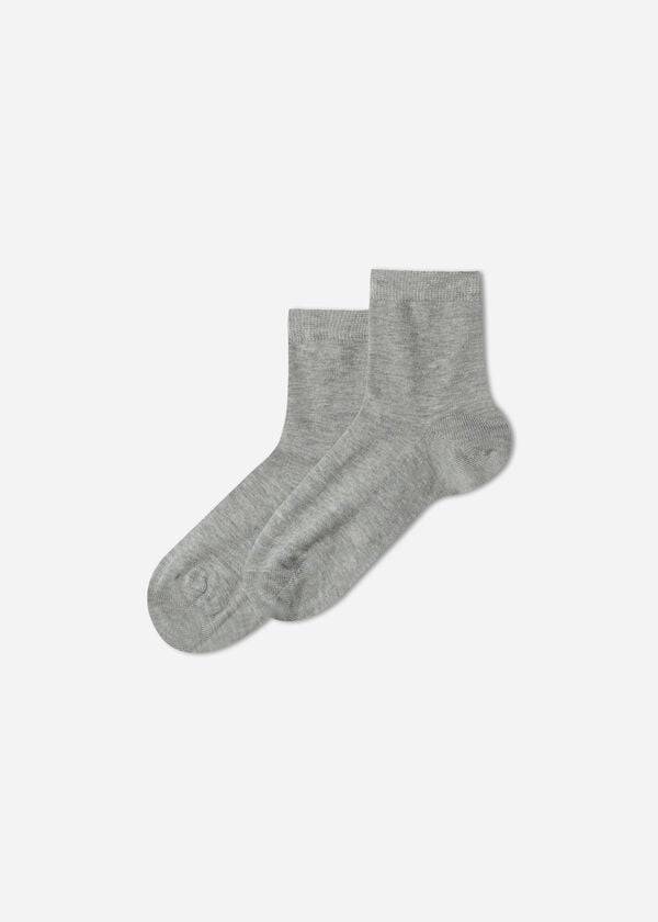 Kids\' Calzedonia Light Cotton Short Socks Grey | IE3111BC