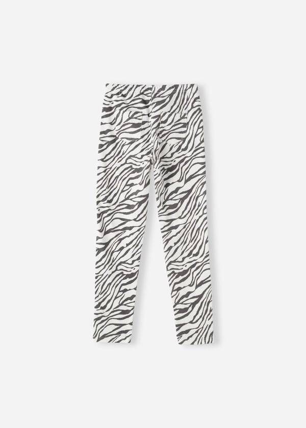 Kids' Calzedonia Paisley-Print Denim Leggings White / Black | IE3135QZ