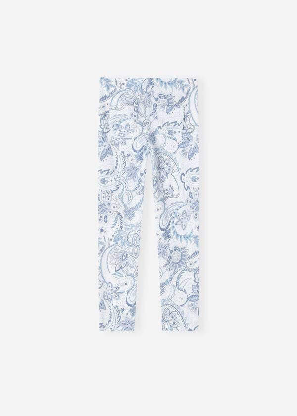 Kids' Calzedonia Paisley-Print Denim Leggings White / Blue | IE3136MA