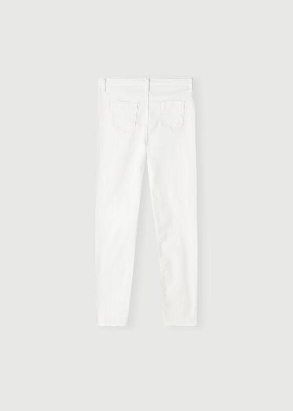 Kids' Calzedonia Ripped Stretch Skinny Leggings White | IE3137NB