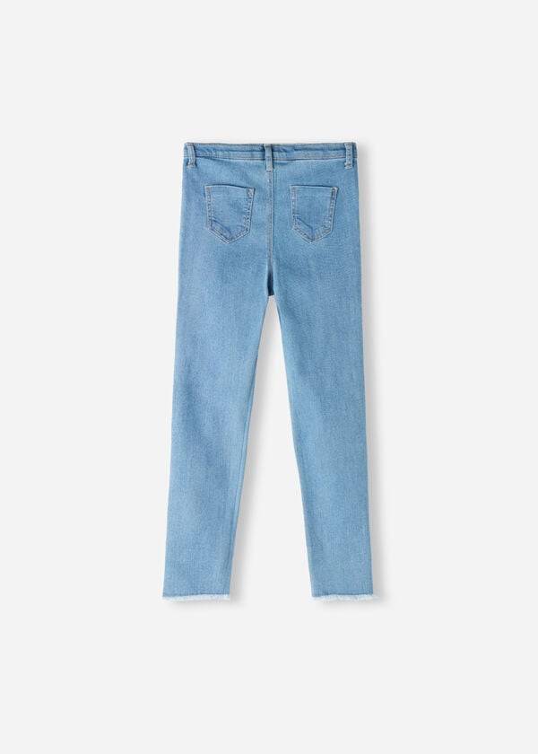 Kids' Calzedonia Ripped Stretch Skinny Leggings Blue | IE3138HK