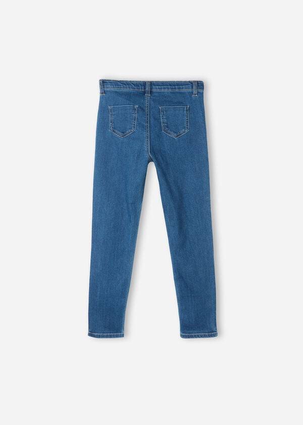 Kids' Calzedonia Soft Touch Denim Cropped Skinny Leggings Blue | IE3142SO