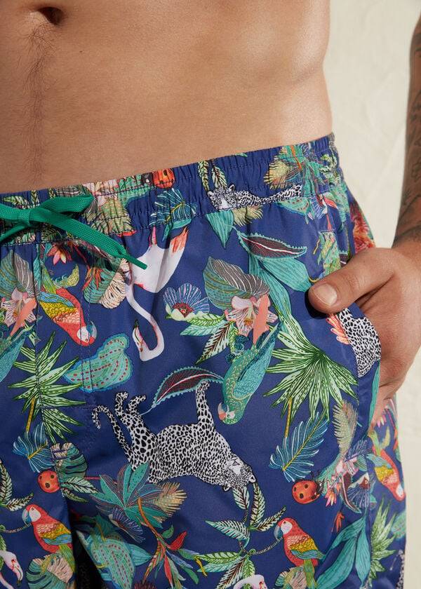 Men's Calzedonia Formentera Swim Trunks Green / Blue | IE2919RW