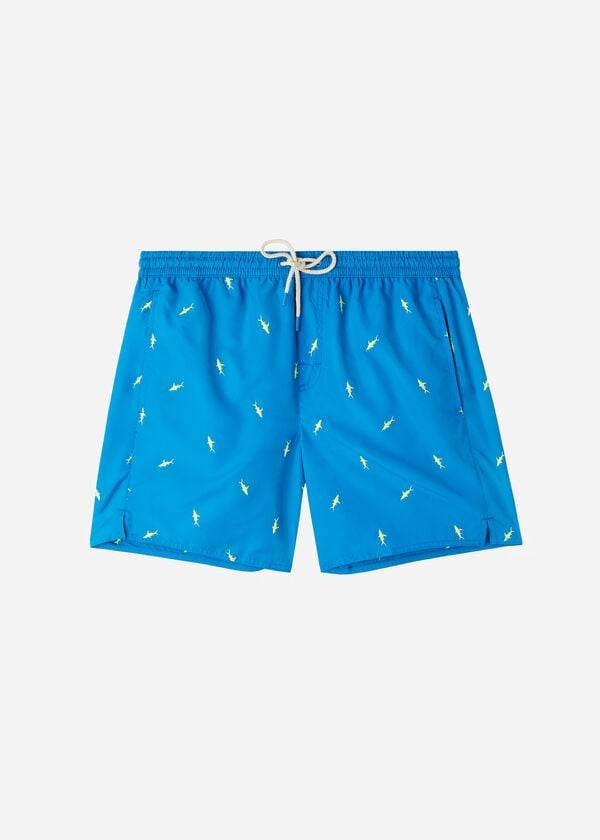 Men\'s Calzedonia Formentera Swim Trunks Blue / Grey | IE2939WY