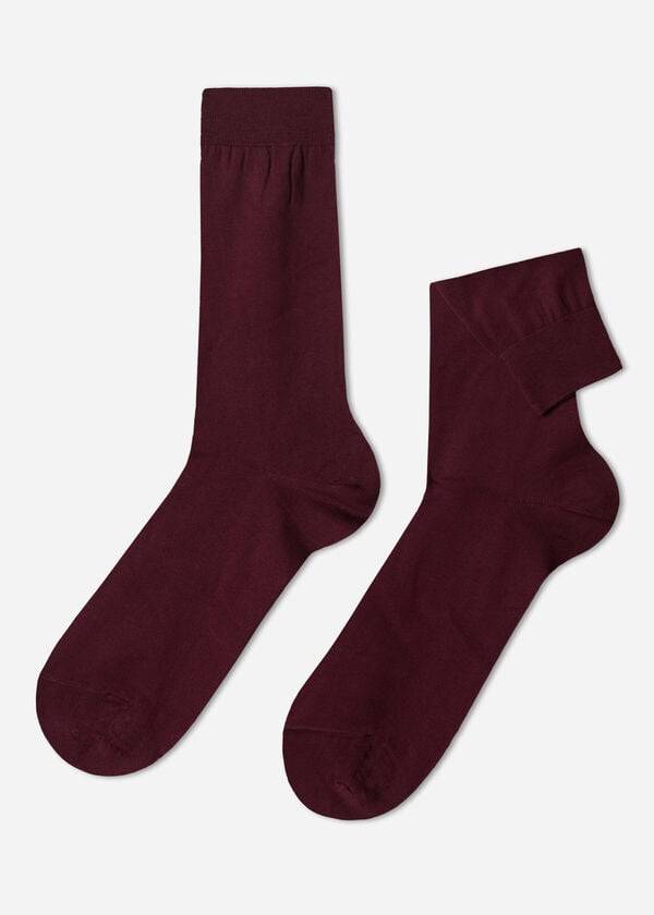 Men\'s Calzedonia Lisle Thread Crew Socks Burgundy | IE2809HK