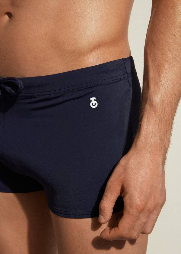 Men's Calzedonia Panama Swim Trunks Navy | IE2922QZ