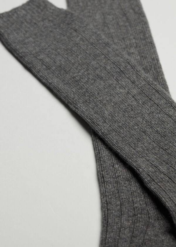 Men's Calzedonia Ribbed Wool and Cashmere Long Socks Grey | IE2775YU