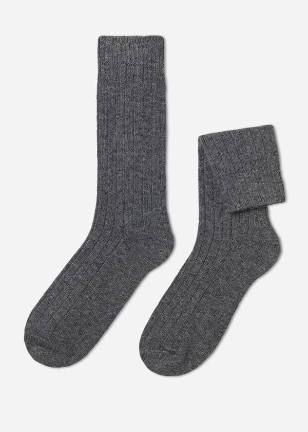 Men\'s Calzedonia Ribbed with Wool and Cashmere Crew Socks Grey | IE2820TV