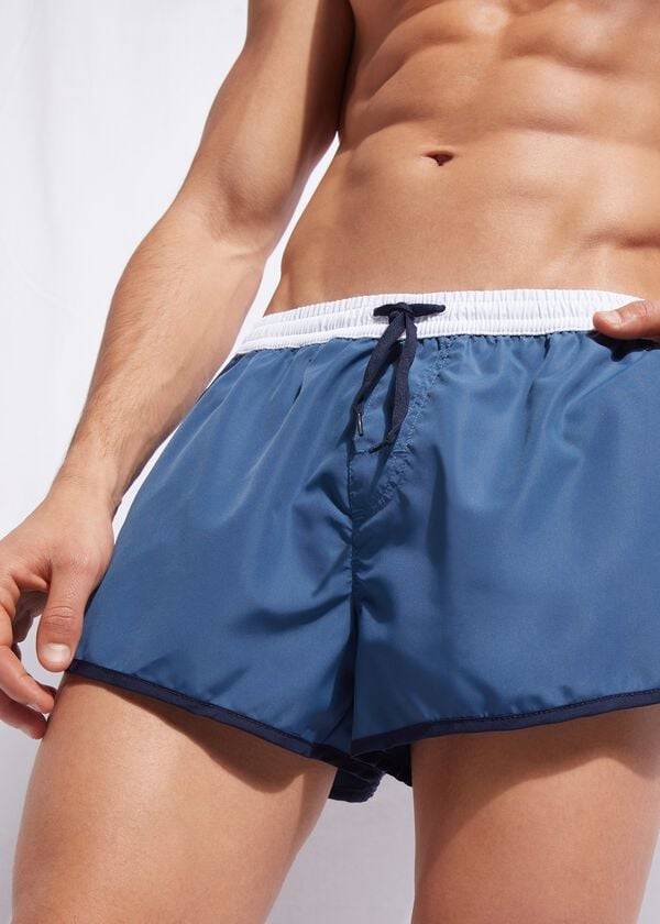 Men's Calzedonia Venice Beach Swim Trunks Blue / White | IE2911SO