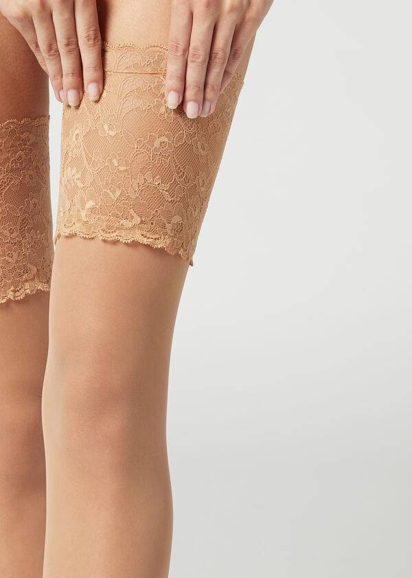 Women's Calzedonia 20 Denier Opaque Thigh-Highs Stockings Brown | IE1238LH