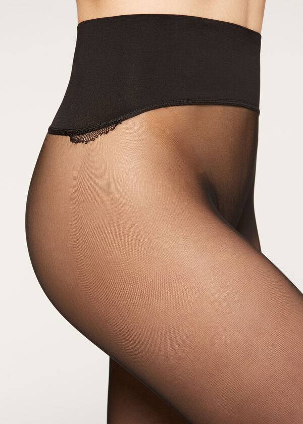 Women's Calzedonia 20 Denier Seamless Totally Invisible Sheer Tights Black | IE1156GL