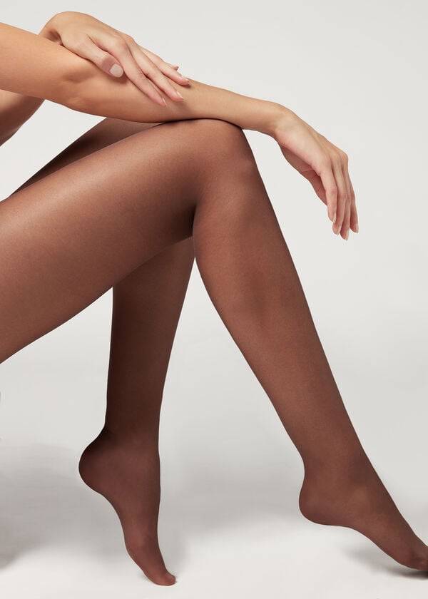 Women's Calzedonia 30 Denier Shaping with Control Top Sheer Tights Coffee | IE1183HK