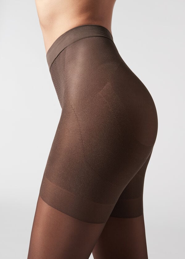 Women's Calzedonia 30 Denier Total Shaper Sheer Tights Coffee | IE1190VD