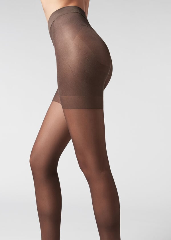 Women's Calzedonia 30 Denier Total Shaper Sheer Tights Coffee | IE1190VD