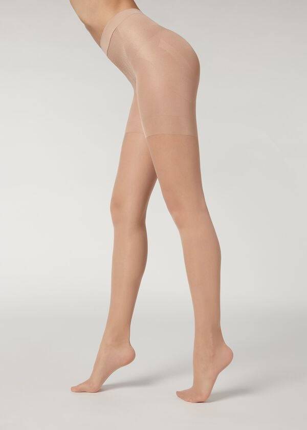 Women\'s Calzedonia 30 Denier Total Shaper Sheer Tights Beige | IE1191BC