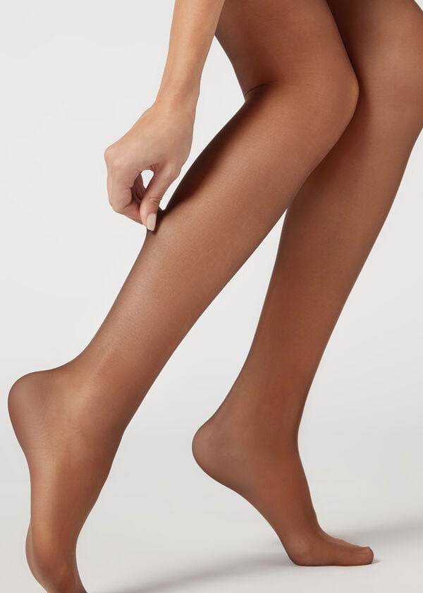 Women's Calzedonia 40 Denier Action Medium Sheer Tights Coffee | IE1197RW