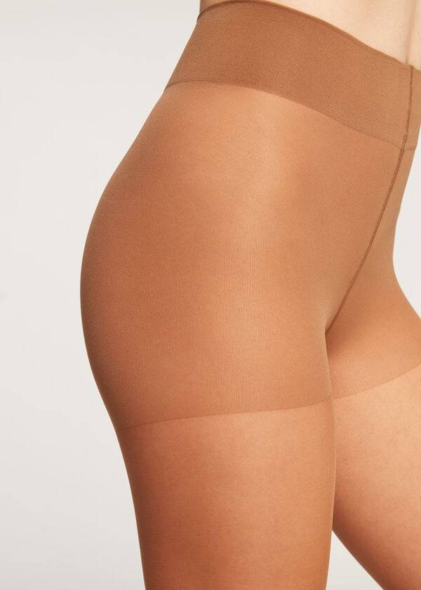 Women's Calzedonia 40 Denier Action Medium Sheer Tights Brown | IE1198TV