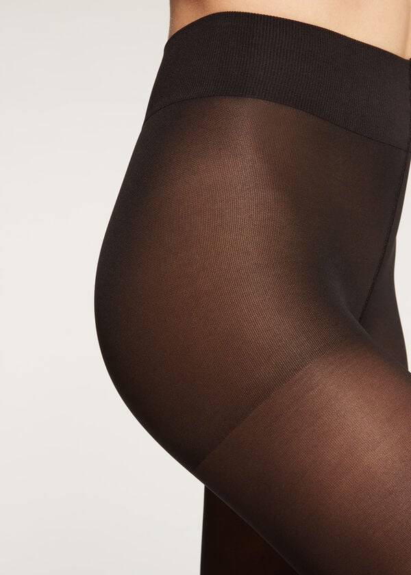 Women's Calzedonia 40 Denier Action Strong Sheer Tights Black | IE1201IS