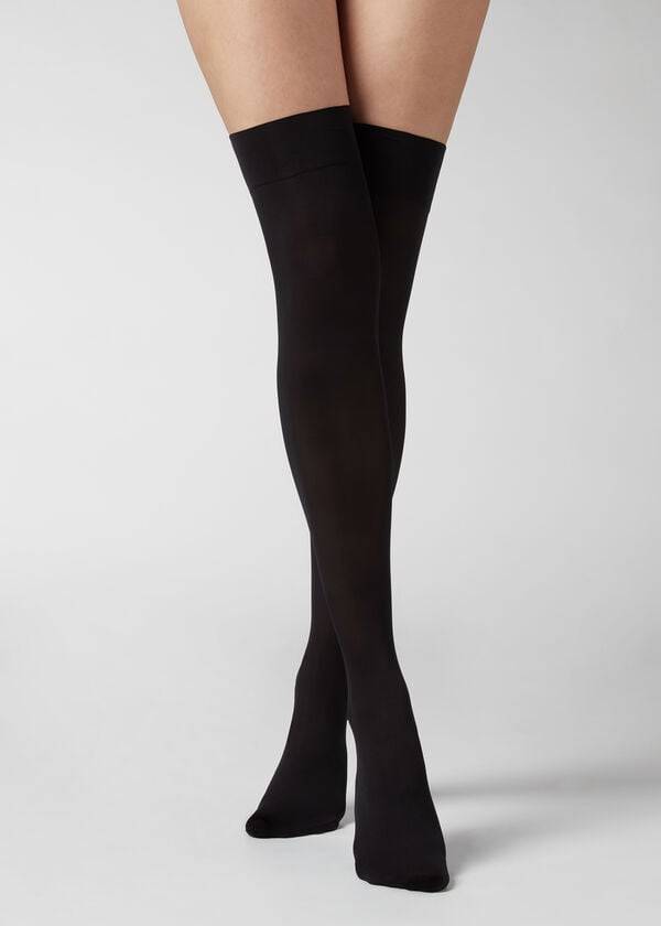 Women\'s Calzedonia 50 Denier Opaque Microfiber Stockings Black | IE1253IS