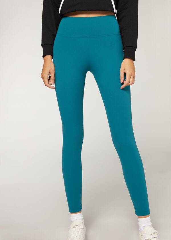 Women\'s Calzedonia Active Leggings Blue | IE2619LH