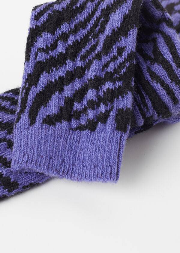 Women's Calzedonia Animal Print Cashmere Short Socks Purple | IE2331XF