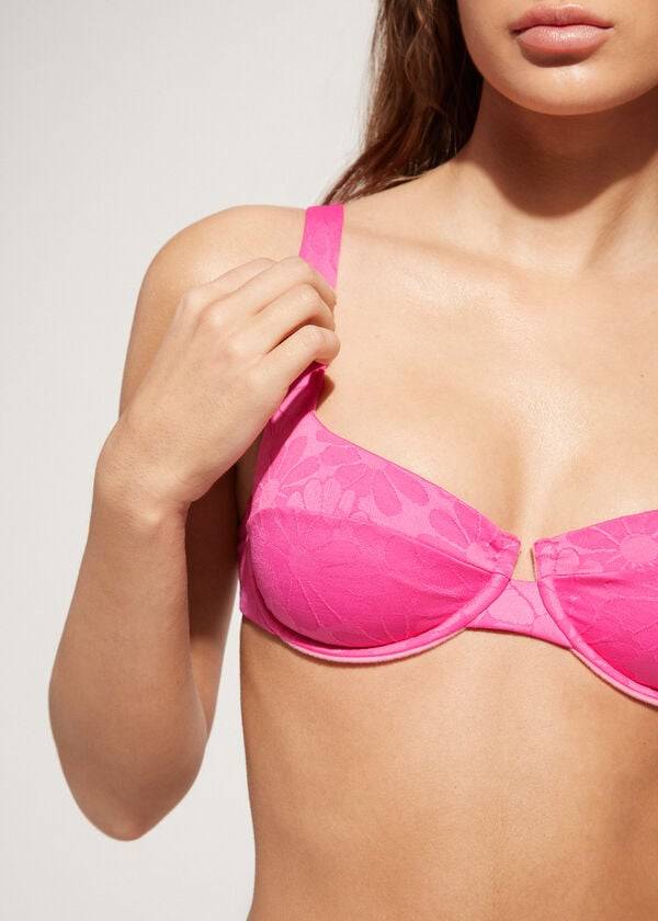 Women's Calzedonia Balconette Antibes Bikini Tops Pink | IE1662QZ